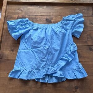 Charlotte Russe Blue Ruffled Off Shoulder Blouse